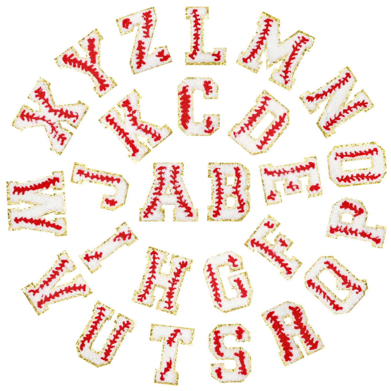 Wholesale Baseball English alphabet stickers 26 English embroidery stickers
